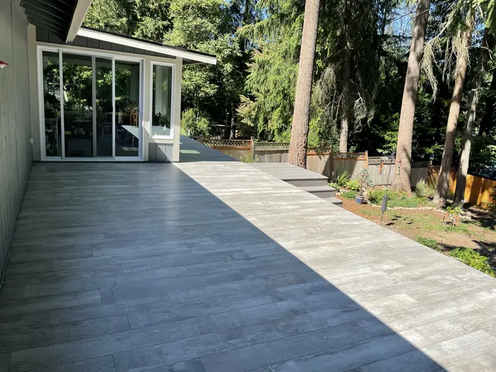 Large-format porcelain tile terrace
