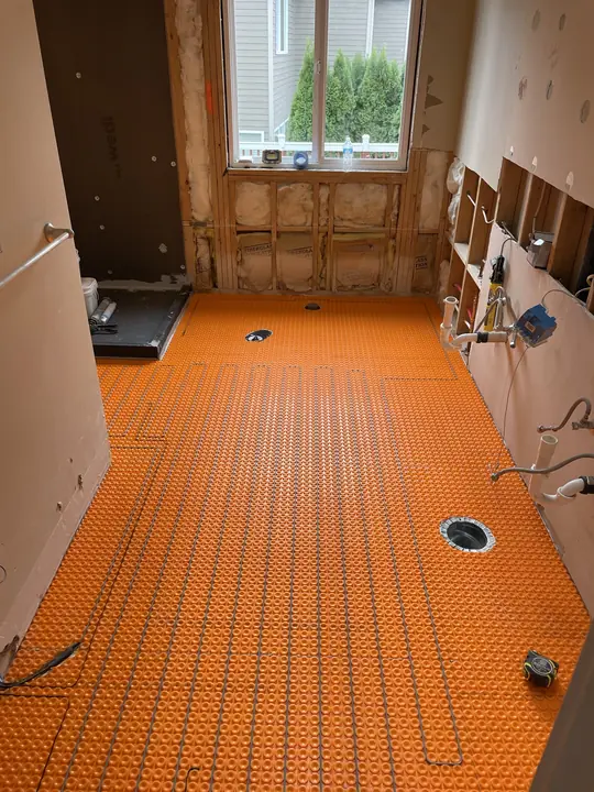 Schluter DITRA-HEAT heated floor membrane before tile